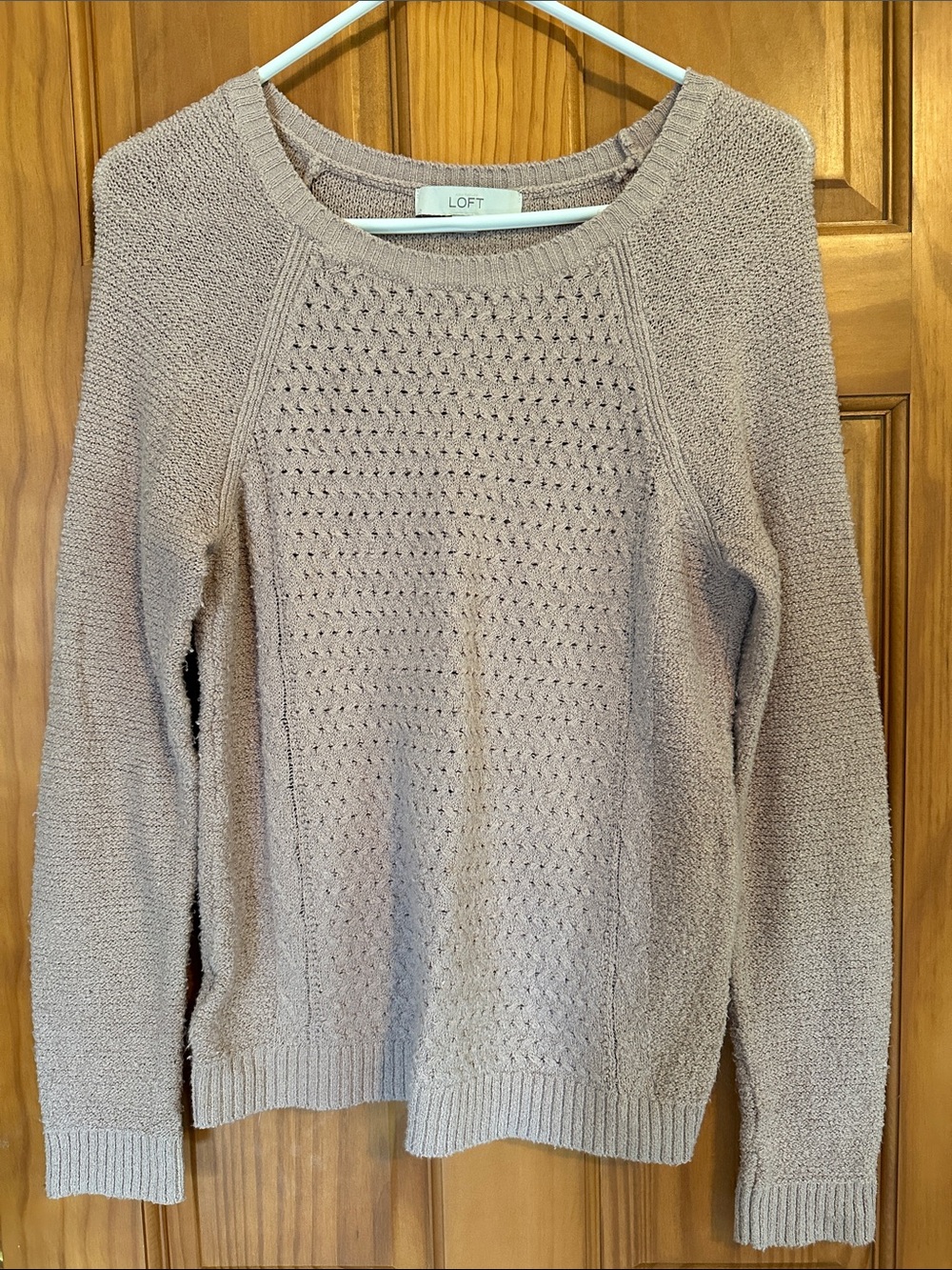 LOFT Scoop Neck Textured Knit Sweater - Mauve good condition